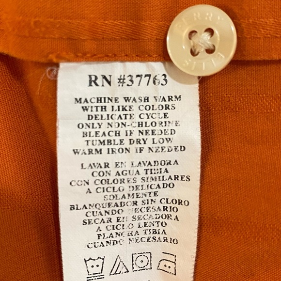 Perry Ellis size L Heavyweight Orange Striped Business Casual Button Front Shirt - Picture 7 of 8